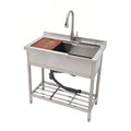 Logmey 36'' x 21'' Freestanding Stainless Steel Single Bowl Utility Sink
