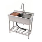Logmey 36'' x 21'' Freestanding Stainless Steel Single Bowl Utility Sink