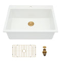Logmey 33''x 22'' Drop-In Fireclay Kitchen Sink