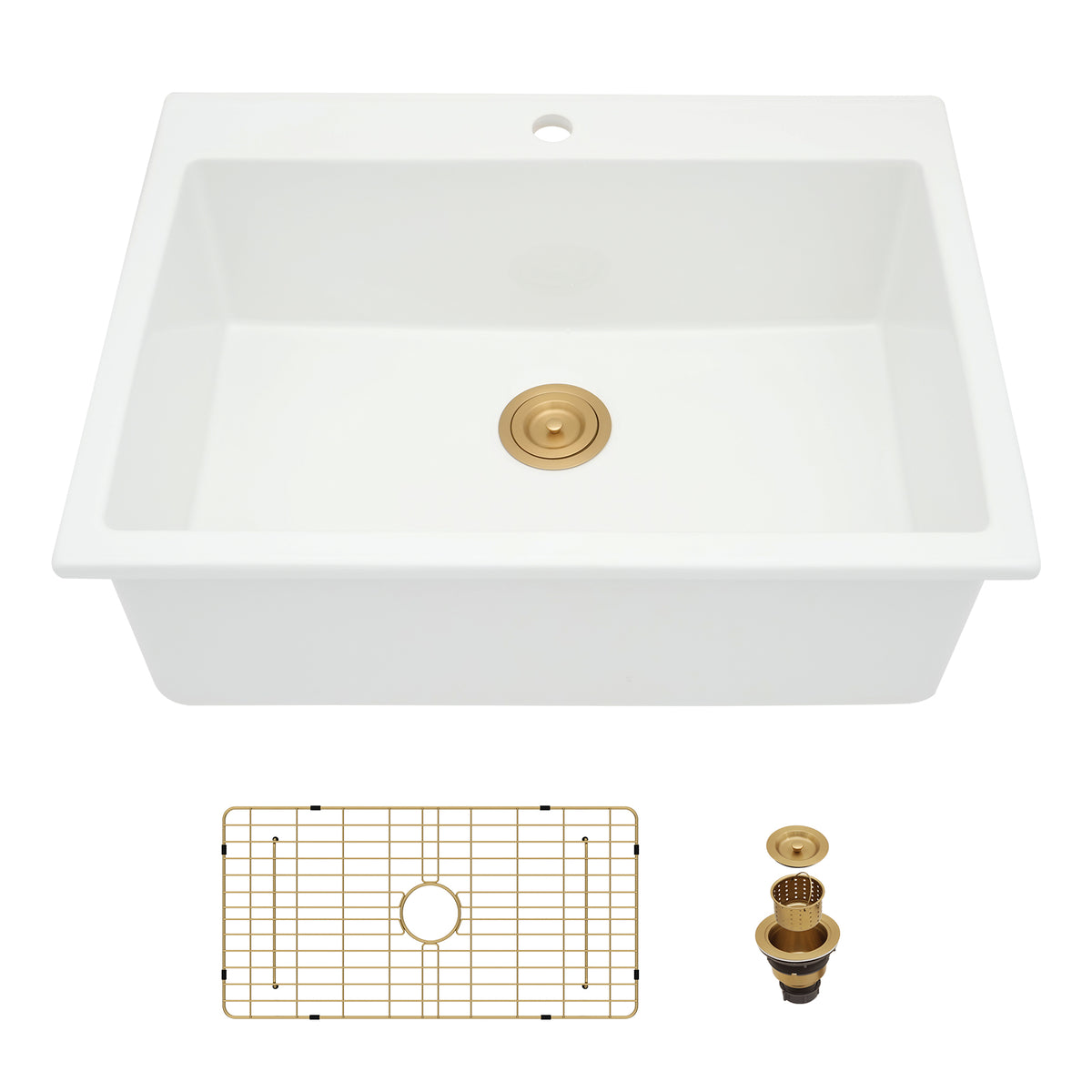 Logmey 33''x 22'' Drop-In Fireclay Kitchen Sink