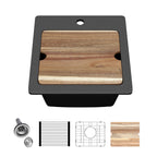 Logmey 15x15 Drop-In Quartz Bar Sink Workstation