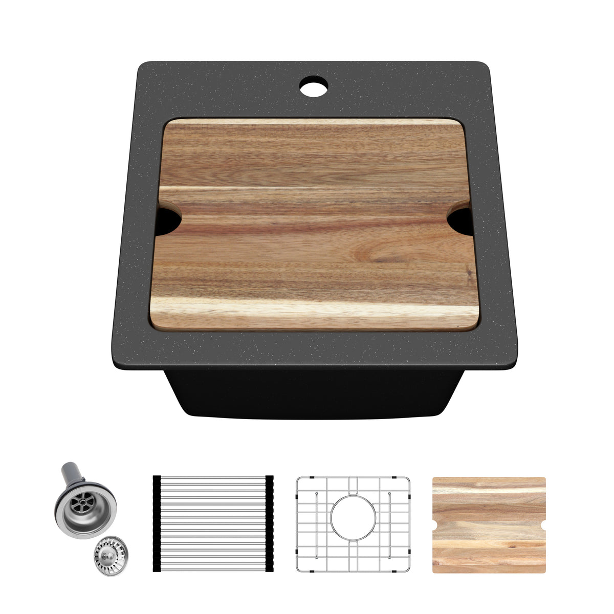 Logmey 15x15 Drop-In Quartz Bar Sink Workstation