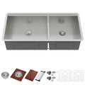 Logmey 36 Inch Undermount Workstation Sink 60/40 Asymmetric Double Basin