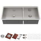 Logmey 36 Inch Undermount Workstation Sink 60/40 Asymmetric Double Basin