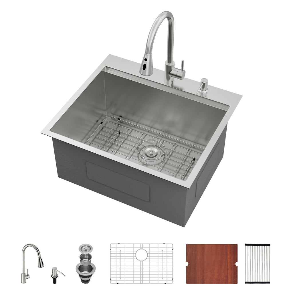 Logmey 25 x 22 x12  Drop-In Laundry Utility Workstation Sink with Faucet