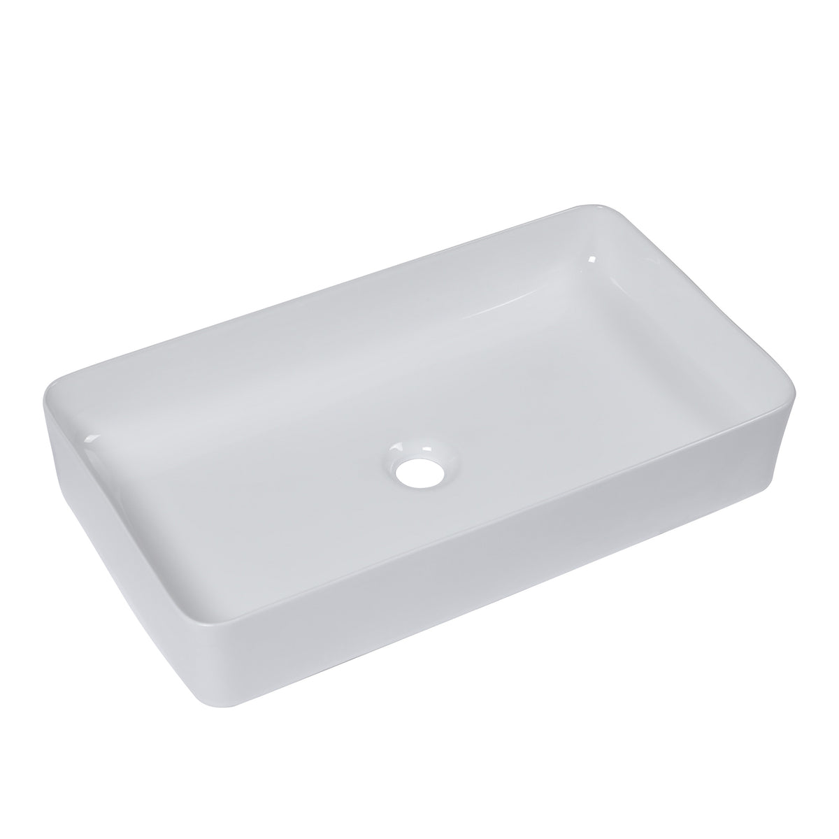 Logmey 24'' x 14''Rectangular Bathroom Vessel Sink - White Ceramic Above-Counter Vanity Art Basin