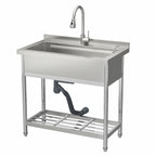 Logmey 36'' x 21'' Freestanding Stainless Steel Single Bowl Utility Sink