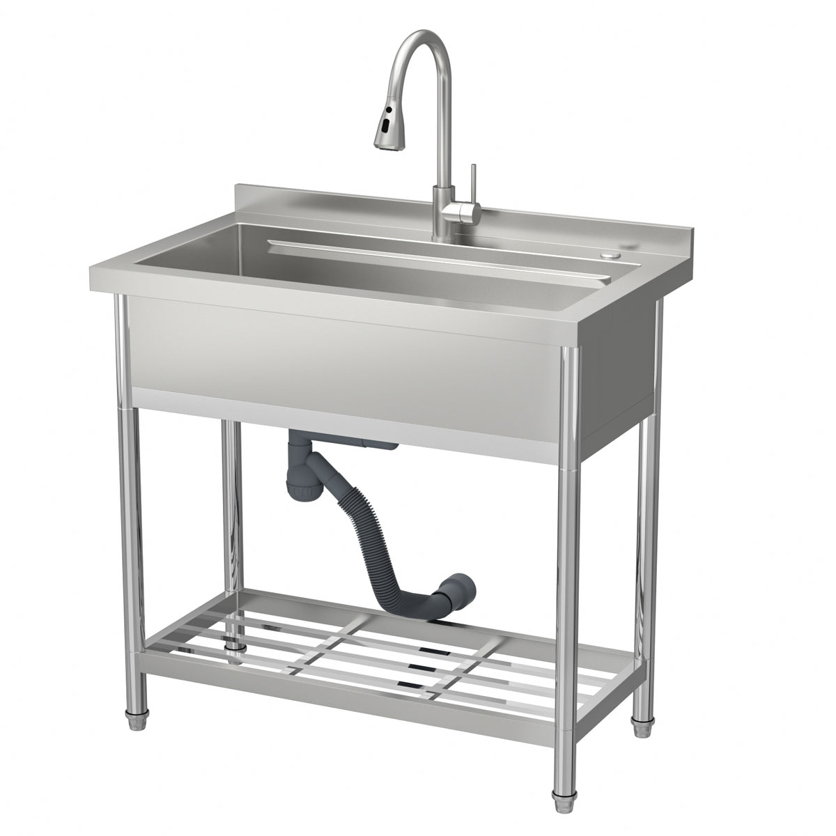 Logmey 36'' x 21'' Freestanding Stainless Steel Single Bowl Utility Sink