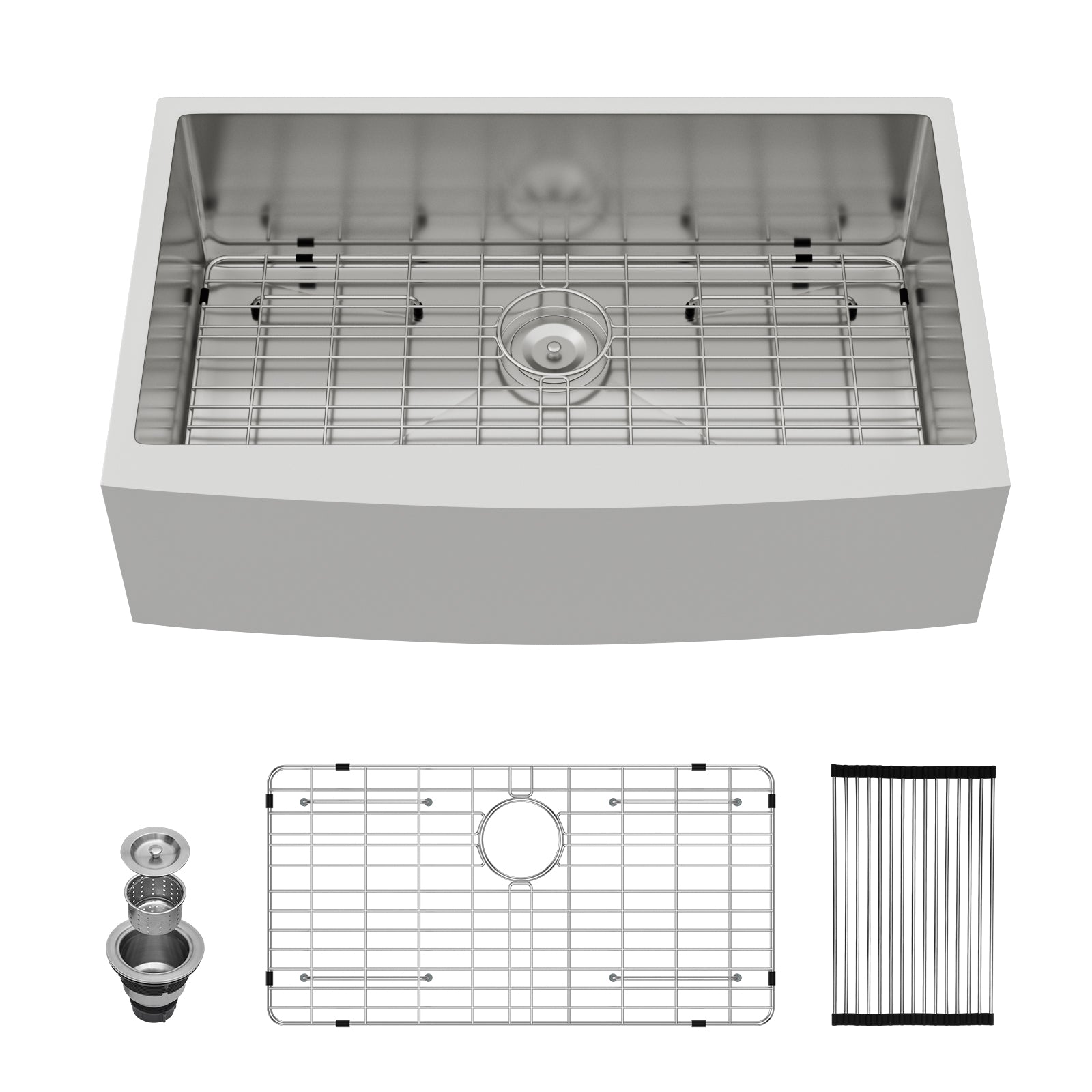 Logmey 33" x 21" Farmhouse Apron Front Kitchen Sink - 16 Gauge Stainless Steel Single Bowl