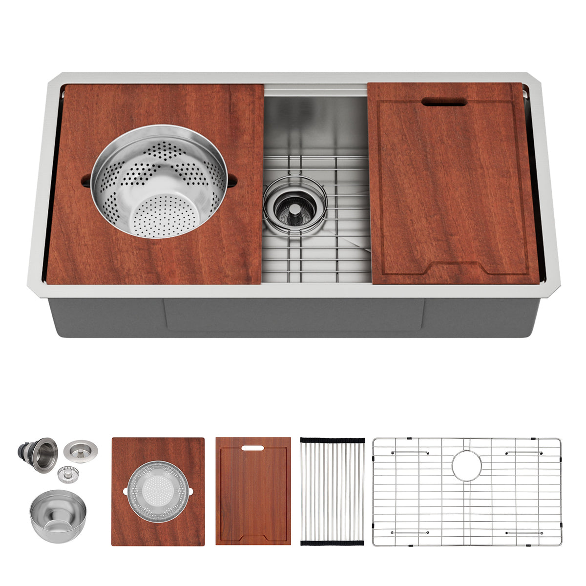 Logmey 36'' Undermount Workstation Kitchen Sink