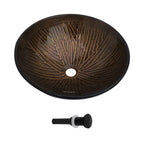 Logmey 16.5" Round Glass Vessel Bathroom Sink - Oil Rubbed Bronze