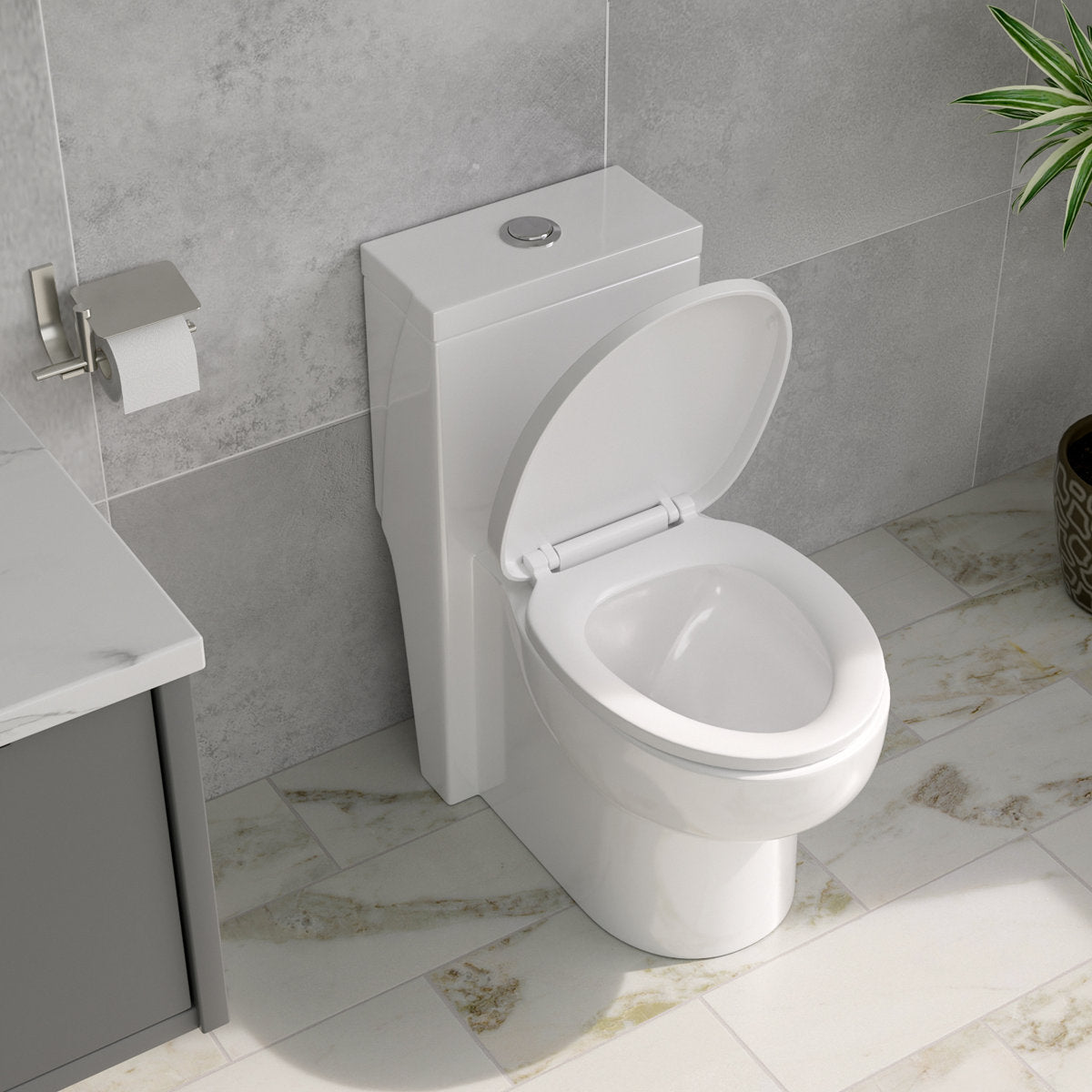 1.1/1.6 GPF Dual-Flush Elongated One-Piece Toilet with Ceramic Glazed Surface(Soft Close Seat Included)