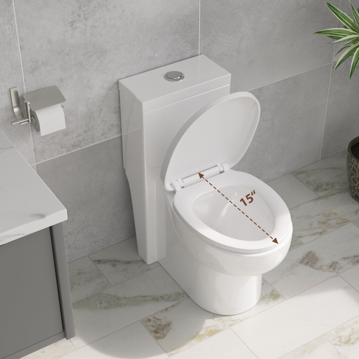 1.1/1.6 GPF Dual-Flush Elongated One-Piece Toilet with Ceramic Glazed Surface(Soft Close Seat Included)