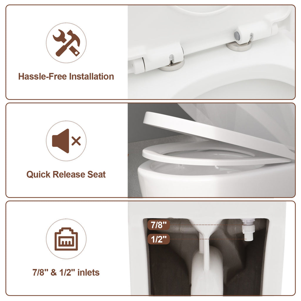 1.1/1.6 GPF Dual-Flush Elongated One-Piece Toilet with Comfort Seat Height and Ceramic Glazed Surface(Soft Close Seat Included)