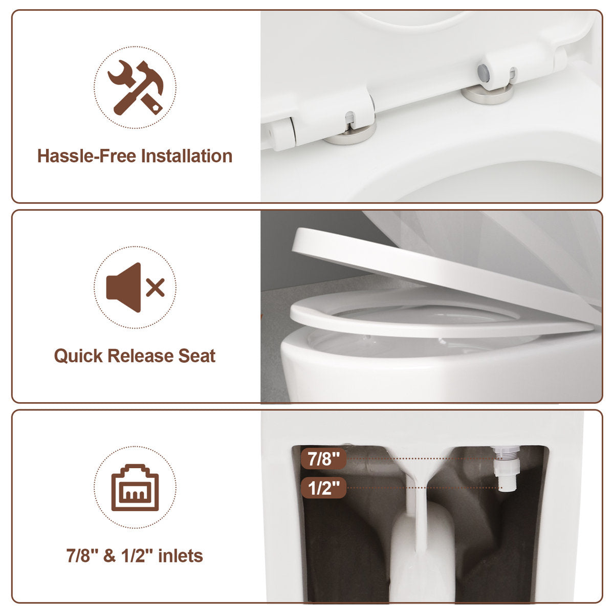 1.1/1.6 GPF Dual-Flush Elongated One-Piece Toilet with Comfort Seat Height and Ceramic Glazed Surface(Soft Close Seat Included)