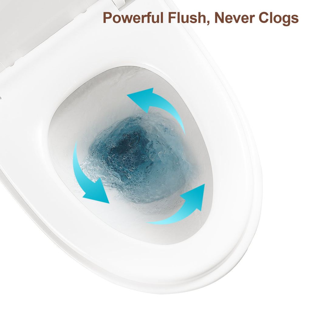 1.1/1.6 GPF Dual-Flush Elongated One-Piece Toilet with Comfort Seat Height and Ceramic Glazed Surface(Soft Close Seat Included)