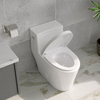 1.1/1.6 GPF Dual-Flush Elongated One-Piece Toilet with Comfort Seat Height and Ceramic Glazed Surface(Soft Close Seat Included)