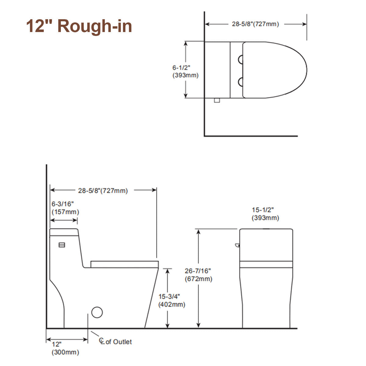 1.1/1.6 GPF Dual-Flush Elongated One-Piece Toilet with Comfort Seat Height and Ceramic Glazed Surface(Soft Close Seat Included)