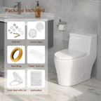 1.1/1.6 GPF Dual-Flush Elongated One-Piece Toilet with Comfort Seat Height and Ceramic Glazed Surface(Soft Close Seat Included)