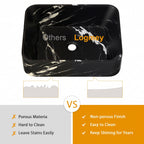 Logmey 19'' x 15'' Black Marble Rectangular Vessel Sink