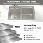 Logmey 30x20 Heavy Duty 16G T304 Stainless Steel Drop-In Double Bowl Sink Combo