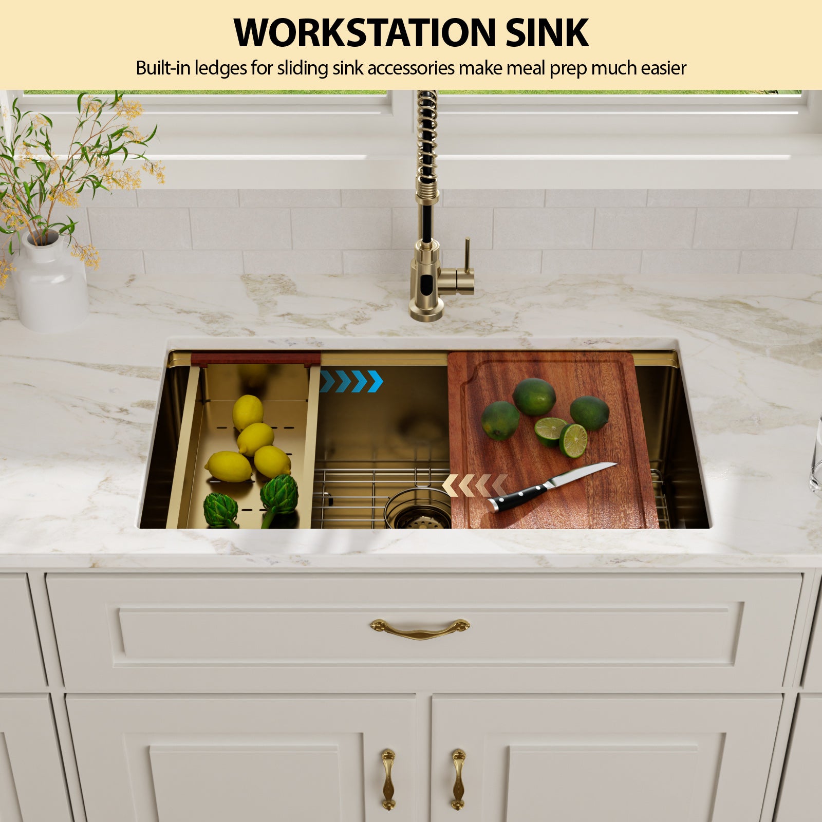 Logmey 33'' Undermount Workstation Kitchen Sink