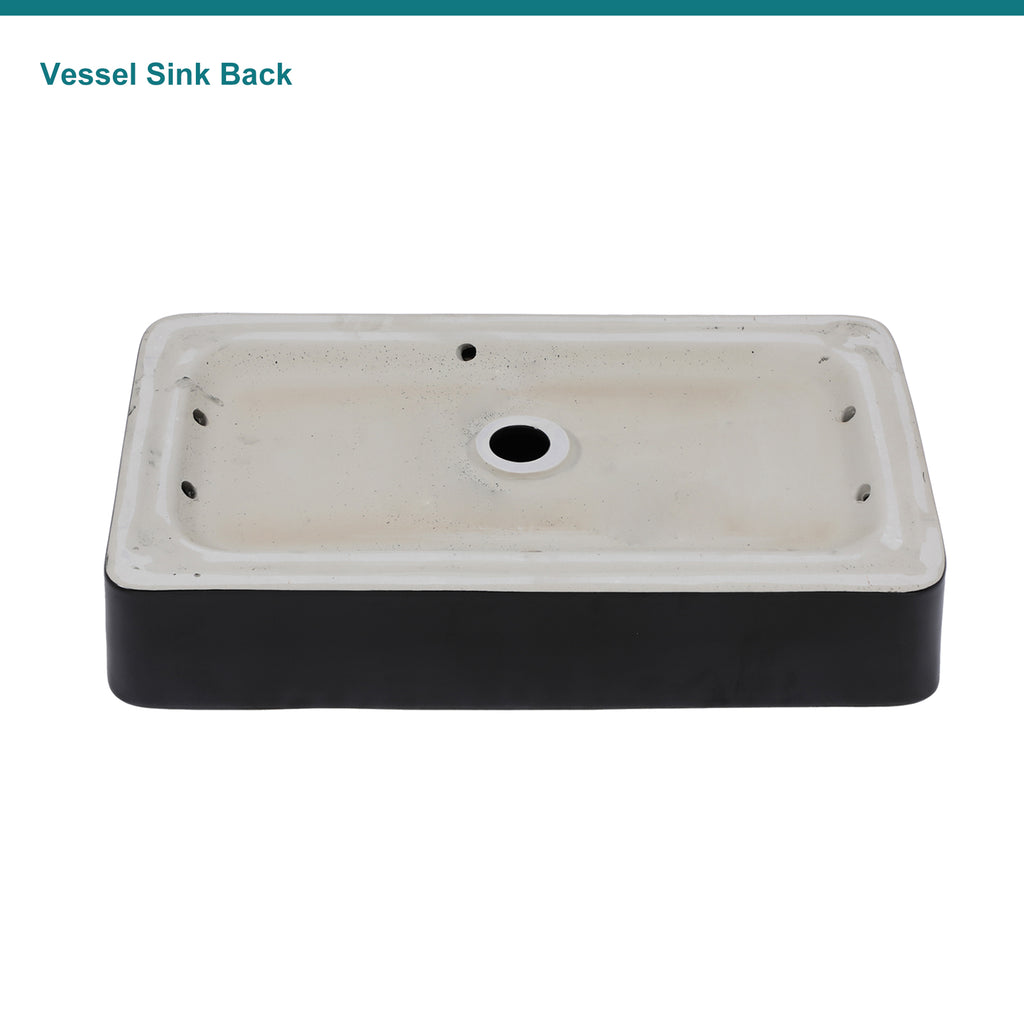 Logmey 24'' x 16'' Matte Black Rectangular Vessel Sink