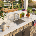 Logmey 15'' Outdoor Undermount Workstation Bar Sink with Pull-Out Faucet Set - Stainless Steel