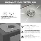 Logmey 30x20 Heavy Duty 16G T304 Stainless Steel Drop-In Double Bowl Sink Combo