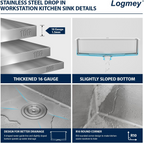 Logmey 33 Inch Topmount Stainless Steel Workstation Sink
