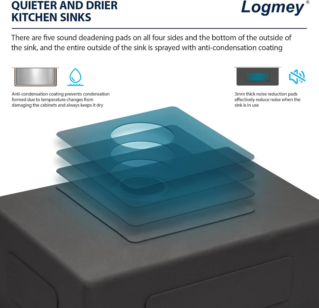 Logmey 33 Inch Topmount Stainless Steel Workstation Sink