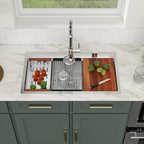 Logmey 33 Inch Topmount Stainless Steel Workstation Sink
