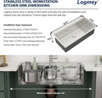 Logmey 33 Inch Topmount Stainless Steel Workstation Sink