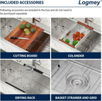 Logmey 33 Inch Topmount Stainless Steel Workstation Sink