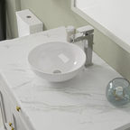 Logmey 13" Round Above Counter Ceramic Vessel Bathroom Sink