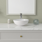 Logmey 13" Round Above Counter Ceramic Vessel Bathroom Sink