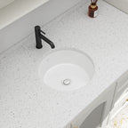 Logmey 16'' Round Undermount Bathroom Sink with Overflow