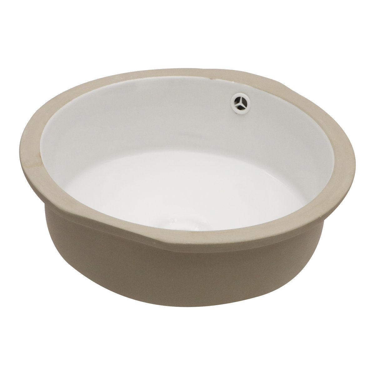 15 Inch Round Undermount Bathroom Sink White Ceramic Vanity Basin with Overflow Hole