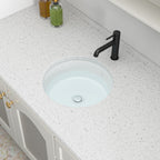 15 Inch Round Undermount Bathroom Sink White Ceramic Vanity Basin with Overflow Hole