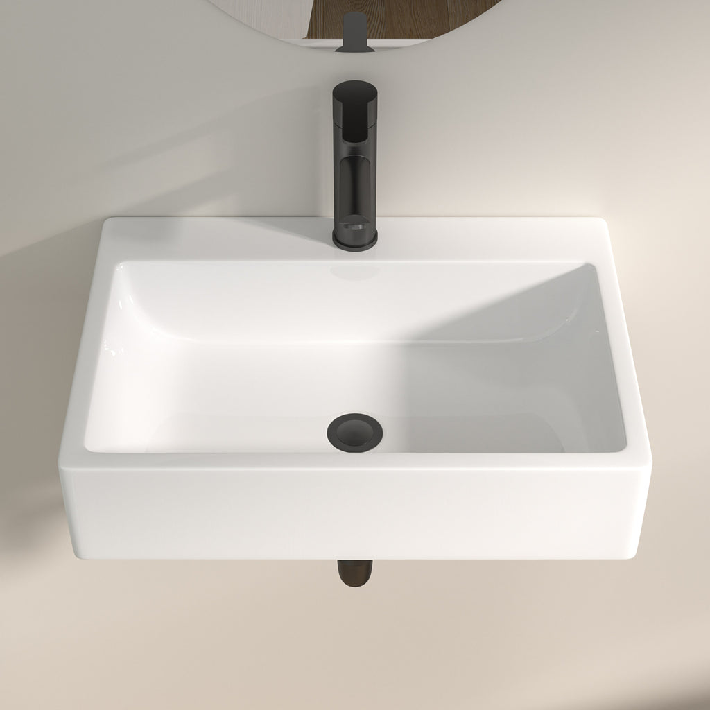 Logmey 20x14 Wall-Mounted Porcelain Bathroom Basin