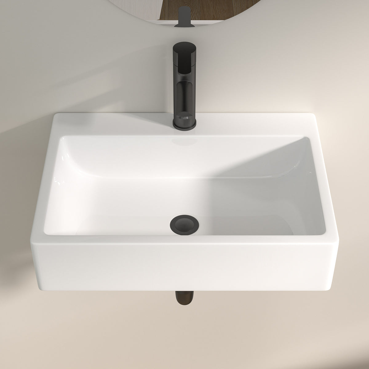Logmey 20x14 Wall-Mounted Porcelain Bathroom Basin