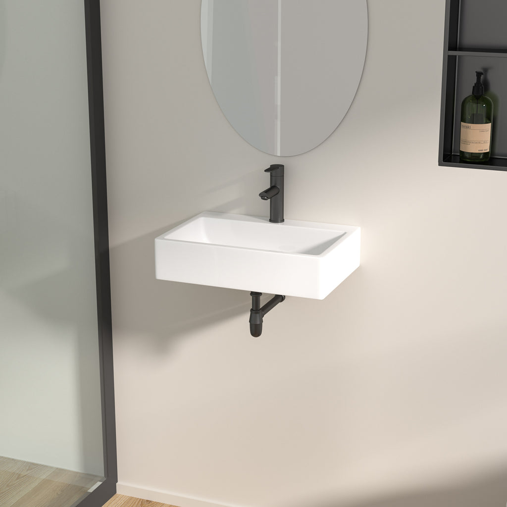 Logmey 20x14 Wall-Mounted Porcelain Bathroom Basin
