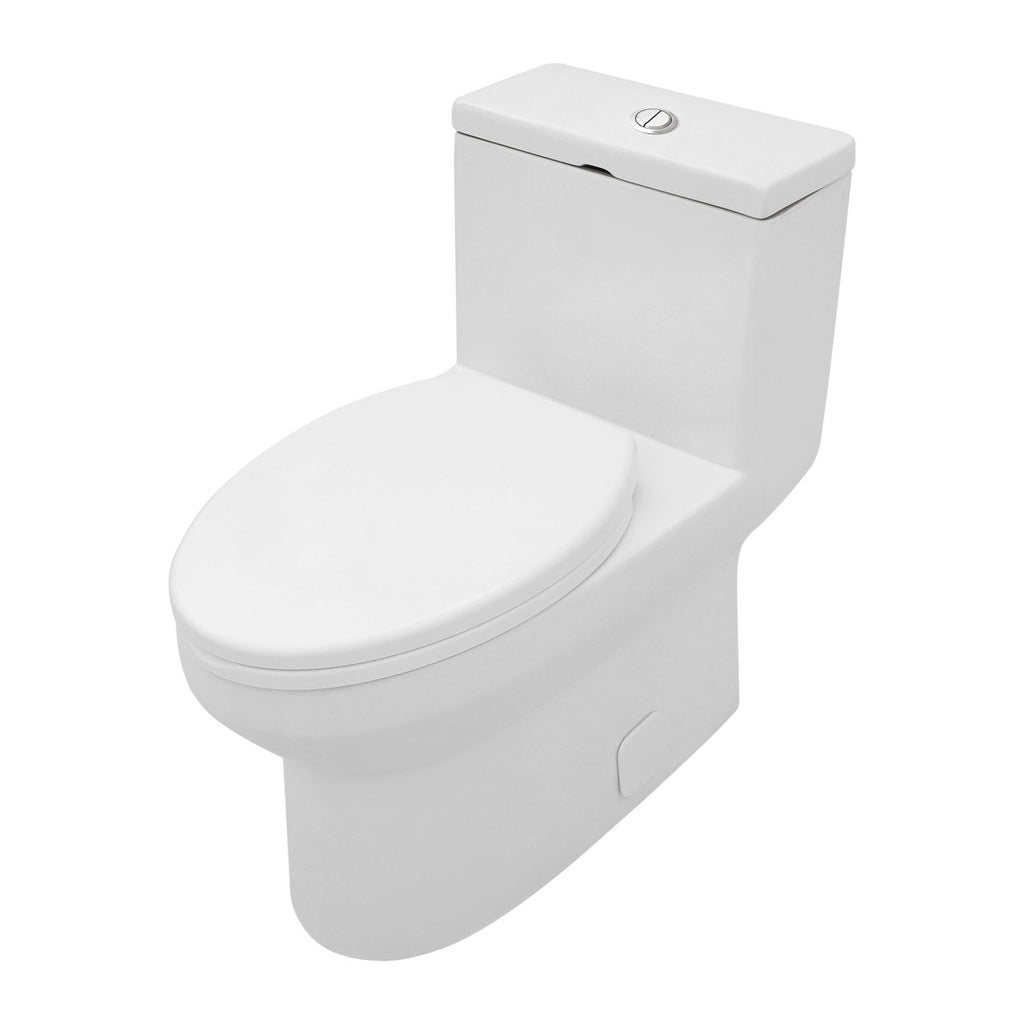 18'' Comfort Height Standard Toilet, Dual-Flush Modern Elongated One-Piece Toilet with Glazed Surface (Seat lncluded)