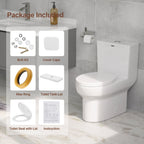 18'' Comfort Height Standard Toilet, Dual-Flush Modern Elongated One-Piece Toilet with Glazed Surface (Seat lncluded)