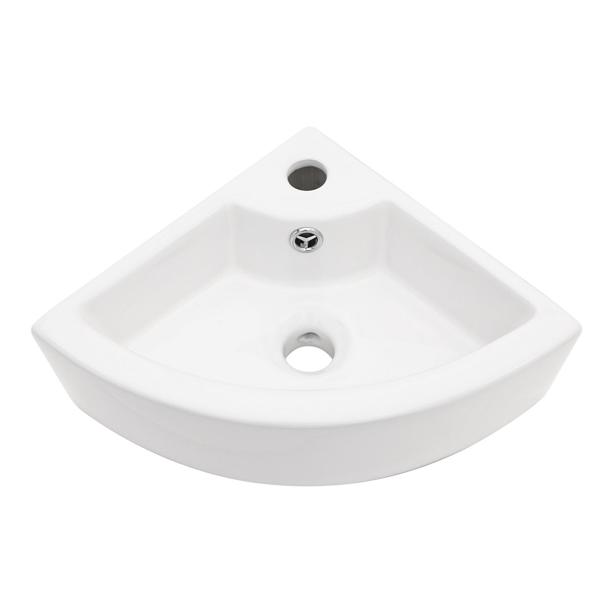 18''X13'' Corner Wall Mounted Bathroom Sink White Floating Triangle Lavatory Sink for Small Spaces