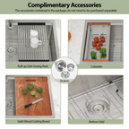 Logmey 30'' x 22''Drop-In Workstation Kitchen Sink - 16 Gauge SUS304 Stainless Steel Single Bowl Topmount Basin with Accessories