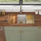 Logmey Undermount Quartz Workstation Kitchen Sink - 30" / 33" White