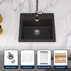 Logmey 21’‘ x 19‘’ Drop-In Quartz Composite Workstation Kitchen Bar Sink