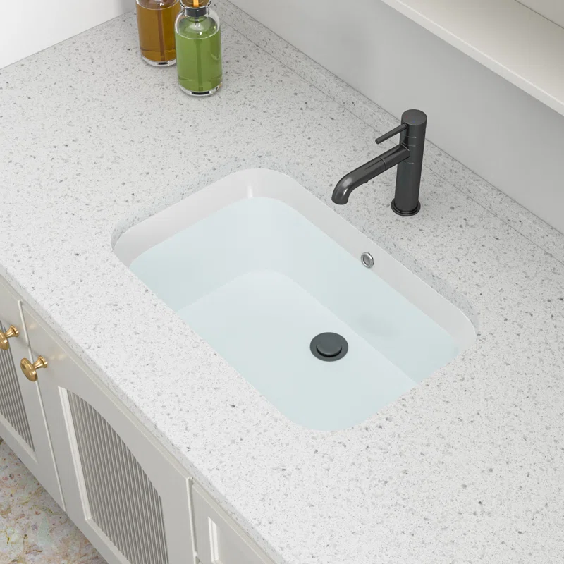 Logmey 22" Undermount Rectangular Bathroom Sink with Overflow