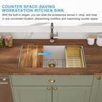 Logmey Undermount Quartz Workstation Kitchen Sink - 30" / 33" White